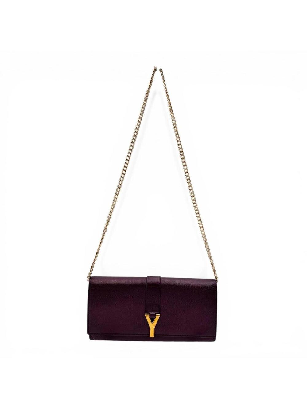 Saint Laurent Purple Leather Y-Lock Chain Wallet Crossbody Bag